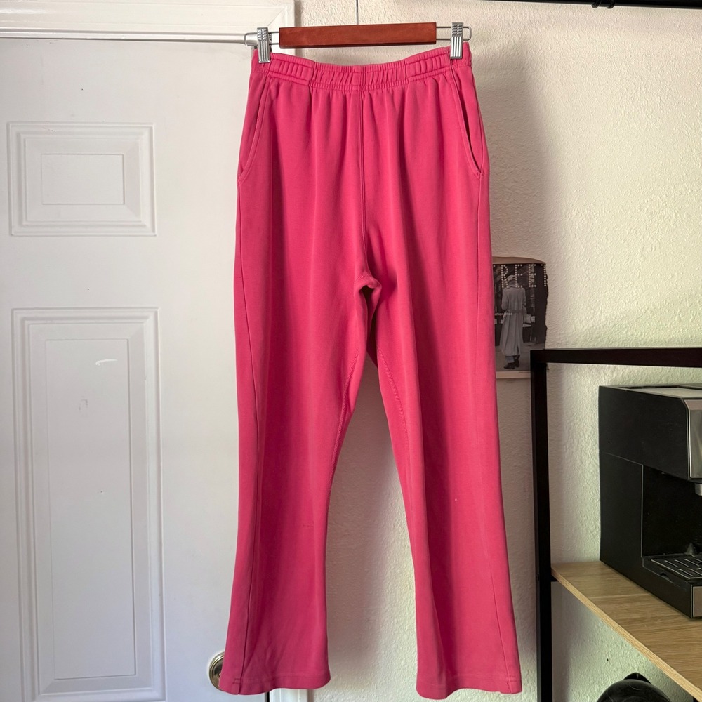 BIG BUD PRESS pink cotton knit strict slim leg pull on sweat pants